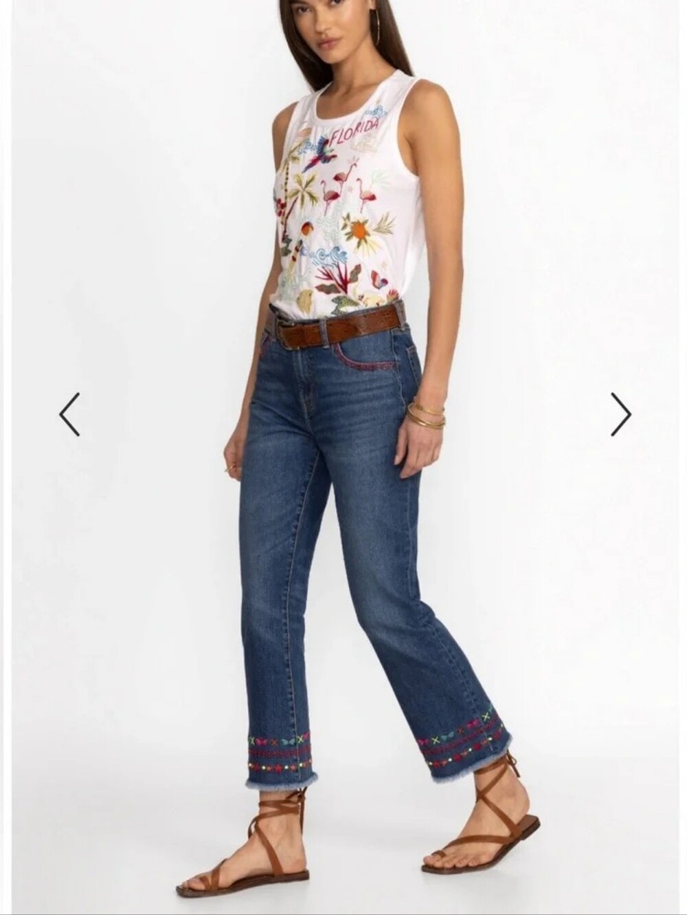 Johnny Was THE CROPPED BABY BOOT JEAN ‑ AVERY Embroidered Size 28
